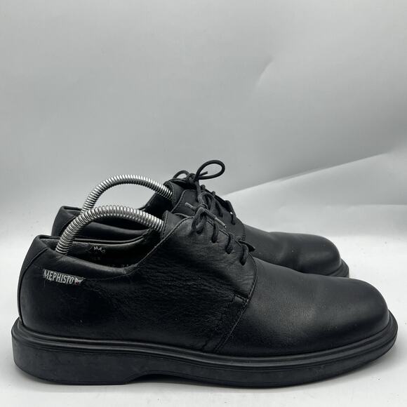 Mephisto Mens Manko Brandy Size 7.5 Smooth Black Leather Goodyear Welt Norwegian - Picture 1 of 13